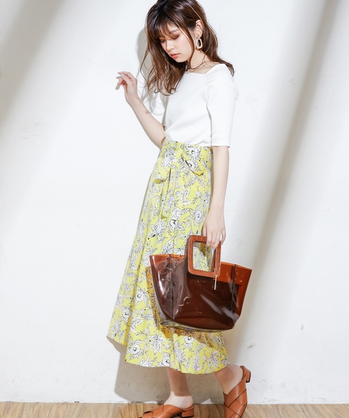 natural couture（ナチュラルクチュール）の「ワンショル風リブTシャツ（Tシャツ/カットソー・レディース・ブラック/ベージュ/オフホワイト/サックスブルー/オレンジ系その他/レッド/ミント・FREE）」の8枚目の写真