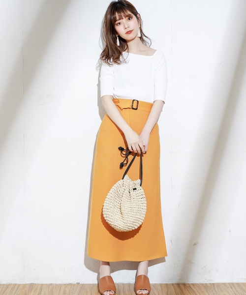 natural couture（ナチュラルクチュール）の「ワンショル風リブTシャツ（Tシャツ/カットソー・レディース・ブラック/ベージュ/オフホワイト/サックスブルー/オレンジ系その他/レッド/ミント・FREE）」の9枚目の写真