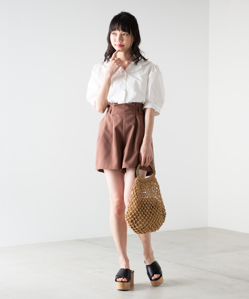 WEGO（ウィゴー）の「WEGO/オープンカラーフリルブラウス（シャツ/ブラウス・レディース・ホワイト/ライトベージュ・FREE）」の6枚目の写真