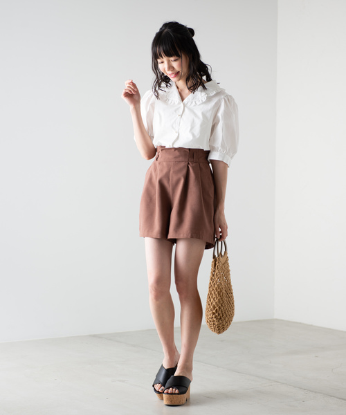 WEGO（ウィゴー）の「WEGO/オープンカラーフリルブラウス（シャツ/ブラウス・レディース・ホワイト/ライトベージュ・FREE）」の7枚目の写真