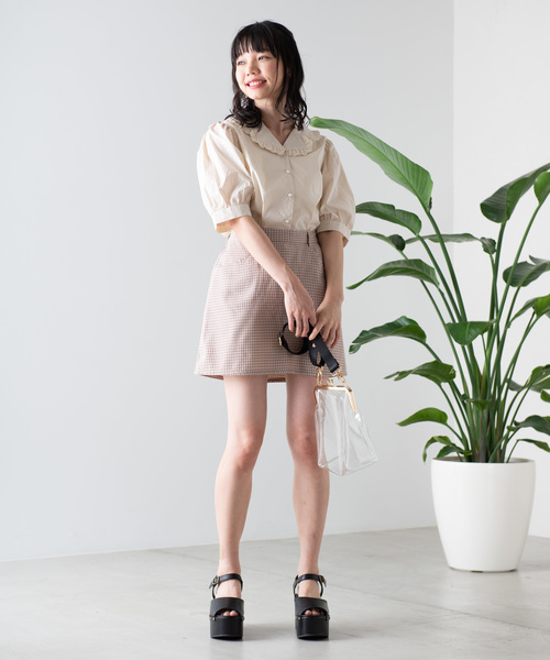 WEGO（ウィゴー）の「WEGO/オープンカラーフリルブラウス（シャツ/ブラウス・レディース・ホワイト/ライトベージュ・FREE）」の9枚目の写真