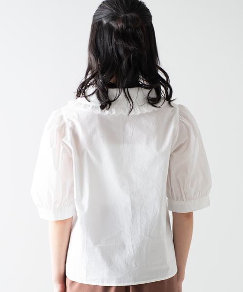 WEGO（ウィゴー）の「WEGO/オープンカラーフリルブラウス（シャツ/ブラウス・レディース・ホワイト/ライトベージュ・FREE）」の5枚目の写真
