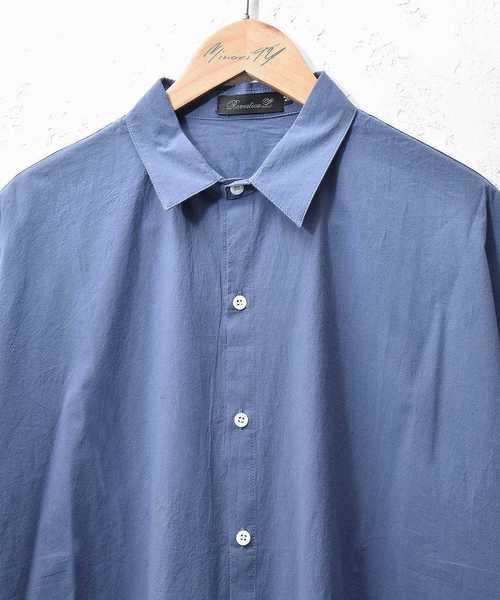 MinoriTY（マイノリティ）の「【MinoriTY】オーバーサイズドルマンスリーブ半袖シャツ メンズ 秋服 夏服 ロング丈 無地（シャツ/ブラウス・メンズ・ネイビー/ホワイト/ベージュ/ブラック/カーキ・L/M）」の13枚目の写真