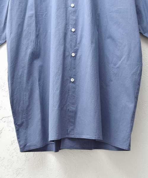 MinoriTY（マイノリティ）の「【MinoriTY】オーバーサイズドルマンスリーブ半袖シャツ メンズ 秋服 夏服 ロング丈 無地（シャツ/ブラウス・メンズ・ネイビー/ホワイト/ベージュ/ブラック/カーキ・L/M）」の9枚目の写真