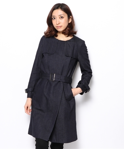 BEAUTY&YOUTH UNITED ARROWS（ビューティーアンドユースユナイテッドアローズ）の「BY デニムノーカラートレンチコート ◆（トレンチコート・レディース・ネイビー/ライトブルー・SMALL/MEDIUM）」の2枚目の写真