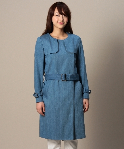 BEAUTY&YOUTH UNITED ARROWS（ビューティーアンドユースユナイテッドアローズ）の「BY デニムノーカラートレンチコート ◆（トレンチコート・レディース・ネイビー/ライトブルー・SMALL/MEDIUM）」の3枚目の写真