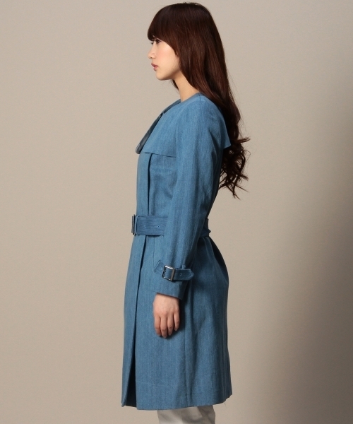 BEAUTY&YOUTH UNITED ARROWS（ビューティーアンドユースユナイテッドアローズ）の「BY デニムノーカラートレンチコート ◆（トレンチコート・レディース・ネイビー/ライトブルー・SMALL/MEDIUM）」の4枚目の写真