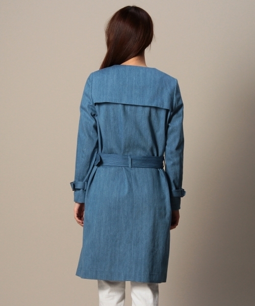 BEAUTY&YOUTH UNITED ARROWS（ビューティーアンドユースユナイテッドアローズ）の「BY デニムノーカラートレンチコート ◆（トレンチコート・レディース・ネイビー/ライトブルー・SMALL/MEDIUM）」の5枚目の写真