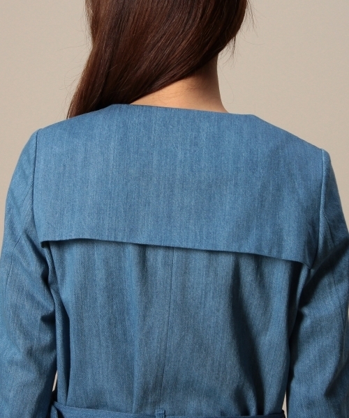 BEAUTY&YOUTH UNITED ARROWS（ビューティーアンドユースユナイテッドアローズ）の「BY デニムノーカラートレンチコート ◆（トレンチコート・レディース・ネイビー/ライトブルー・SMALL/MEDIUM）」の9枚目の写真