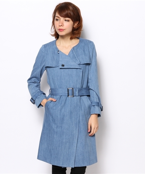 BEAUTY&YOUTH UNITED ARROWS（ビューティーアンドユースユナイテッドアローズ）の「BY デニムノーカラートレンチコート ◆（トレンチコート・レディース・ネイビー/ライトブルー・SMALL/MEDIUM）」の13枚目の写真