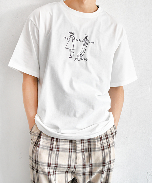 PairPair(ペアペア)の「カップルプリントT(Tシャツ/カットソー・メンズ・ブラック/オフホワイト・FREE)」の6枚目の写真