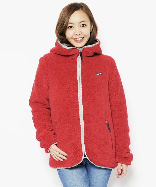 X-girl(エックスガール)の「FLUFFY HOODIE 2014(ブルゾン・レディース・ホワイト/マルチ/ブラック/レッド/ネイビー・1/2)」の1枚目の写真