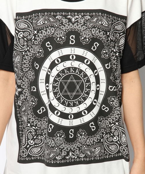 AGOSTO（アゴスト）の「バンダナプリントBIG　Tシャツ（Tシャツ/カットソー・レディース・ホワイト系/ブラック系・MEDIUM）」の7枚目の写真