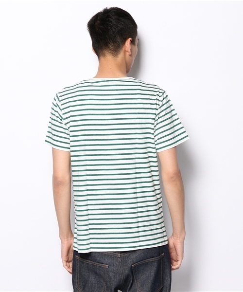 coen（コーエン）の「コットンリネンボーダーポケットTシャツ（Tシャツ/カットソー・メンズ・ネイビー/ダークグリーン/その他1/ブラック・LARGE/SMALL/MEDIUM/X-LARGE）」の7枚目の写真