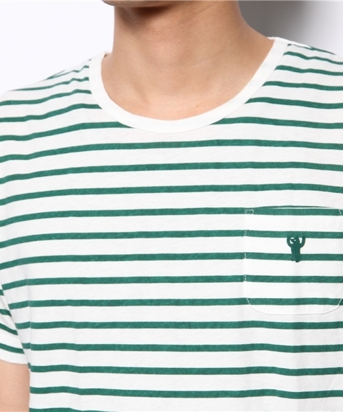 coen（コーエン）の「コットンリネンボーダーポケットTシャツ（Tシャツ/カットソー・メンズ・ネイビー/ダークグリーン/その他1/ブラック・LARGE/SMALL/MEDIUM/X-LARGE）」の8枚目の写真