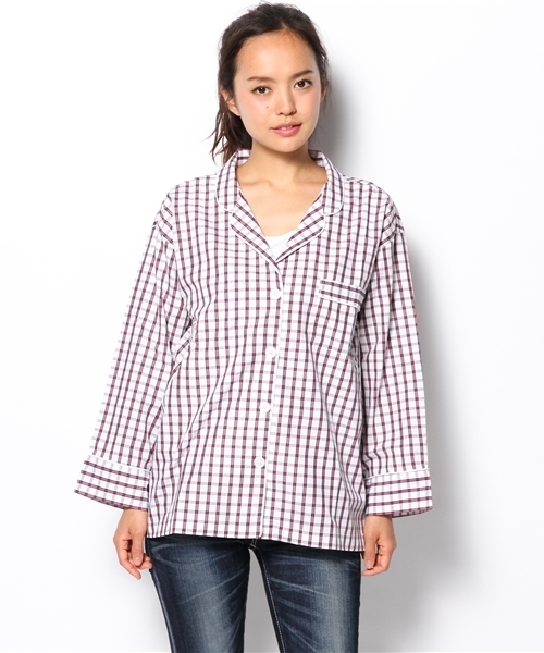 Ray BEAMS（レイビームス）の「SLEEPY JONES / パジャマ シャツ "格子柄"（シャツ/ブラウス・レディース・ホワイト・ONE SIZE）」の14枚目の写真