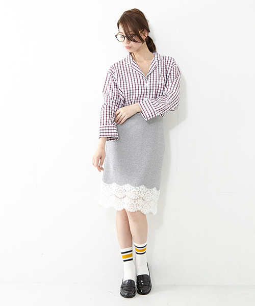 Ray BEAMS（レイビームス）の「SLEEPY JONES / パジャマ シャツ "格子柄"（シャツ/ブラウス・レディース・ホワイト・ONE SIZE）」の7枚目の写真