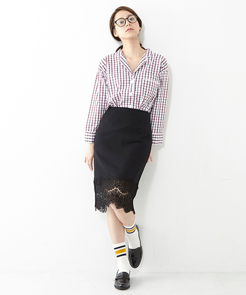 Ray BEAMS（レイビームス）の「SLEEPY JONES / パジャマ シャツ "格子柄"（シャツ/ブラウス・レディース・ホワイト・ONE SIZE）」の8枚目の写真