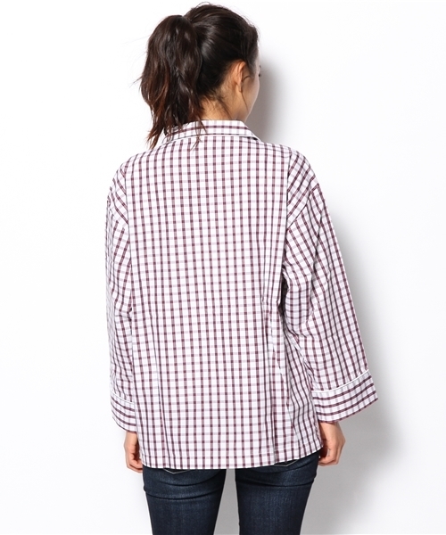 Ray BEAMS（レイビームス）の「SLEEPY JONES / パジャマ シャツ "格子柄"（シャツ/ブラウス・レディース・ホワイト・ONE SIZE）」の4枚目の写真
