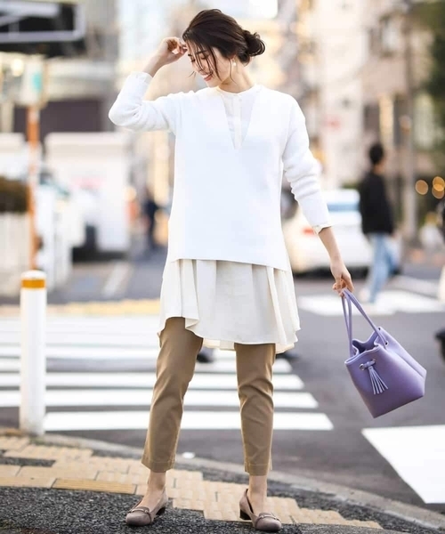 a.v.v（アーヴェヴェ）の「【洗える】深Ｖネックニットプルオーバー（ニット/セーター・レディース・ミント/アイボリー・34/36/40/38/42）」の7枚目の写真