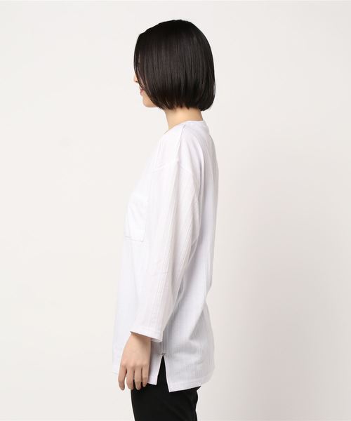TRAP/U (トラップユー)の「【69】【TRAP/U】 MIXストライプ9分袖リンクスカットソー(Tシャツ/カットソー・レディース・ホワイト/ベージュ/モカ/ライトピンク・MEDIUM/LARGE)」の15枚目の写真