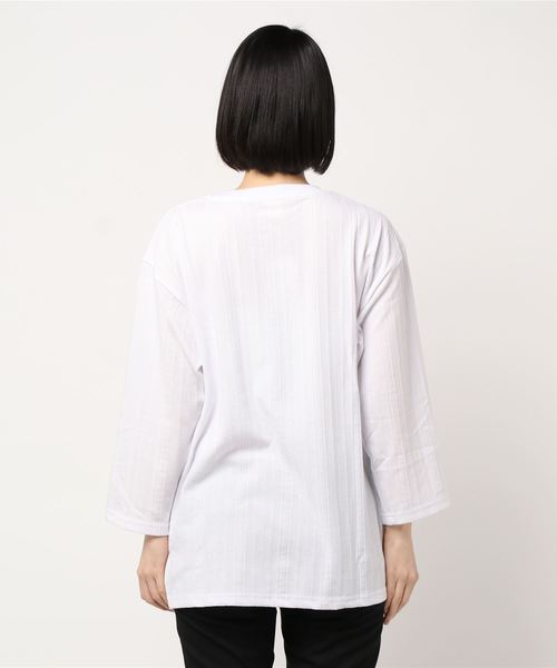 TRAP/U (トラップユー)の「【69】【TRAP/U】 MIXストライプ9分袖リンクスカットソー(Tシャツ/カットソー・レディース・ホワイト/ベージュ/モカ/ライトピンク・MEDIUM/LARGE)」の16枚目の写真