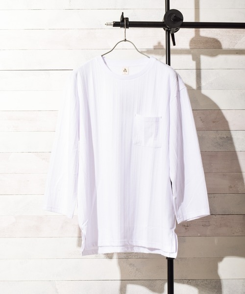 TRAP/U (トラップユー)の「【69】【TRAP/U】 MIXストライプ9分袖リンクスカットソー(Tシャツ/カットソー・レディース・ホワイト/ベージュ/モカ/ライトピンク・MEDIUM/LARGE)」の2枚目の写真