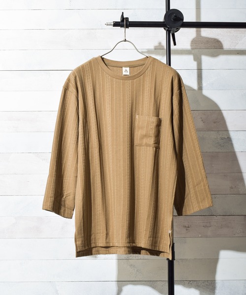 TRAP/U (トラップユー)の「【69】【TRAP/U】 MIXストライプ9分袖リンクスカットソー(Tシャツ/カットソー・レディース・ホワイト/ベージュ/モカ/ライトピンク・MEDIUM/LARGE)」の3枚目の写真