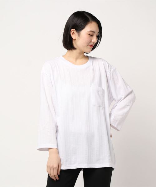 TRAP/U (トラップユー)の「【69】【TRAP/U】 MIXストライプ9分袖リンクスカットソー(Tシャツ/カットソー・レディース・ホワイト/ベージュ/モカ/ライトピンク・MEDIUM/LARGE)」の11枚目の写真