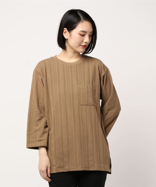 TRAP/U (トラップユー)の「【69】【TRAP/U】 MIXストライプ9分袖リンクスカットソー(Tシャツ/カットソー・レディース・ホワイト/ベージュ/モカ/ライトピンク・MEDIUM/LARGE)」の12枚目の写真