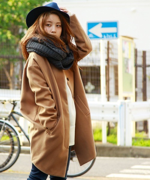 DETAILS（ディテールズ）の「【Km】DETAILS women/ノーカラーコクーンコート（ノーカラージャケット・レディース・キャメル/グレー/ネイビー・FREE）」の7枚目の写真