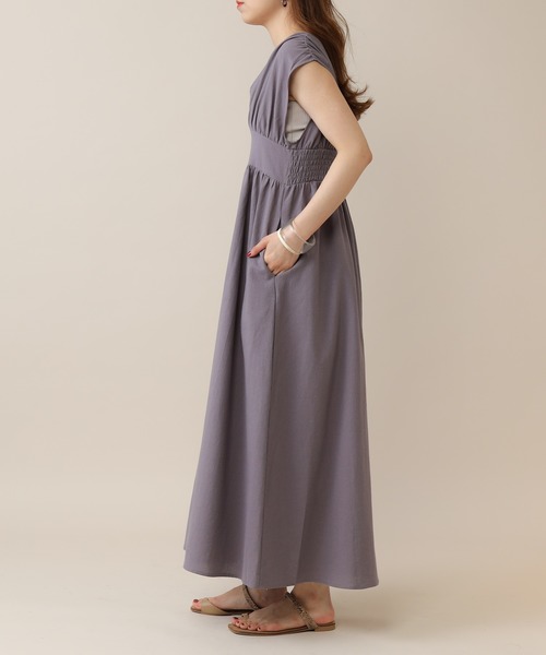 mline（エムライン）の「[mline]ギャザーフレンチワンピース（ワンピース・レディース・パープル/ベージュ・FREE）」の10枚目の写真