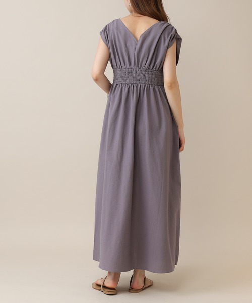 mline（エムライン）の「[mline]ギャザーフレンチワンピース（ワンピース・レディース・パープル/ベージュ・FREE）」の9枚目の写真