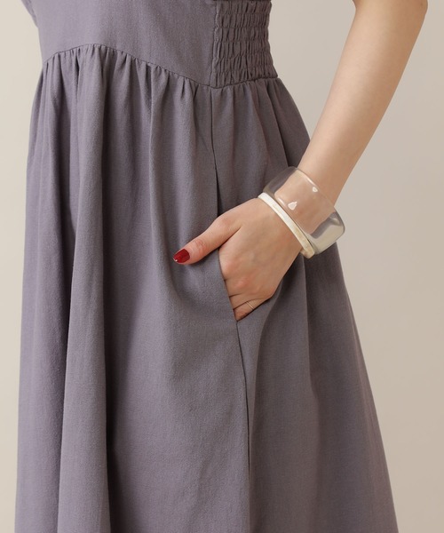 mline（エムライン）の「[mline]ギャザーフレンチワンピース（ワンピース・レディース・パープル/ベージュ・FREE）」の7枚目の写真