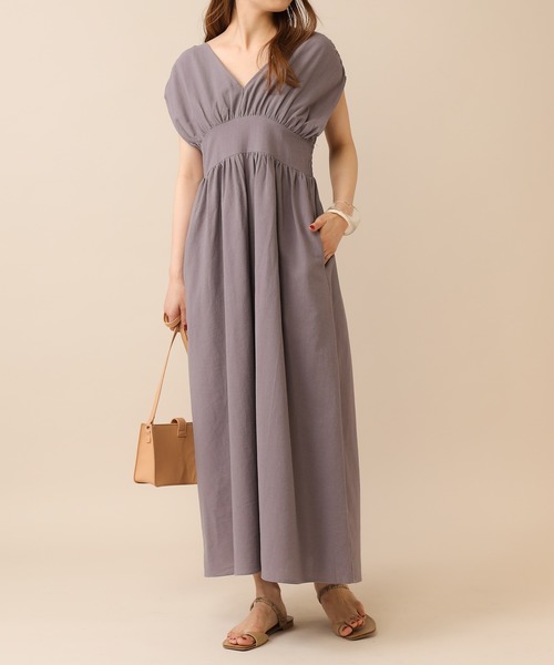 mline（エムライン）の「[mline]ギャザーフレンチワンピース（ワンピース・レディース・パープル/ベージュ・FREE）」の8枚目の写真