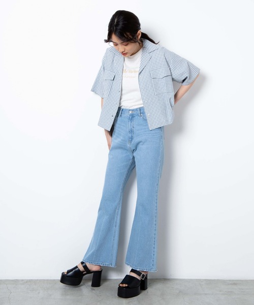 WEGO（ウィゴー）の「WEGO/【セットアップ対応商品】チェックリネンタッチオープンカラーシャツ（シャツ/ブラウス・レディース・ブラック系その他2/ブルー系その他2・FREE）」の18枚目の写真