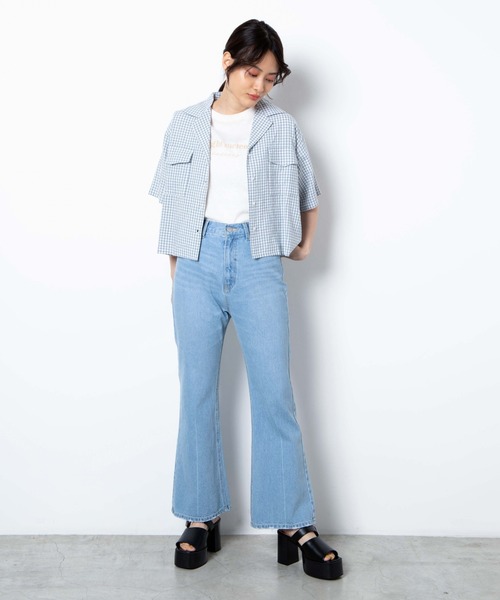 WEGO（ウィゴー）の「WEGO/【セットアップ対応商品】チェックリネンタッチオープンカラーシャツ（シャツ/ブラウス・レディース・ブラック系その他2/ブルー系その他2・FREE）」の19枚目の写真