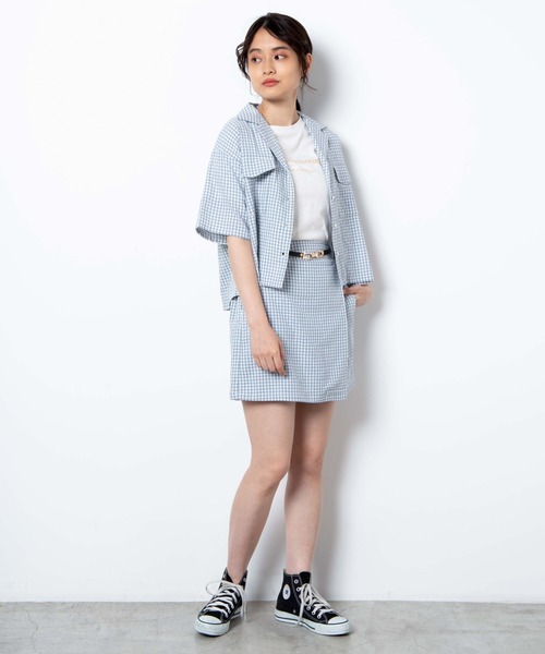 WEGO（ウィゴー）の「WEGO/【セットアップ対応商品】チェックリネンタッチオープンカラーシャツ（シャツ/ブラウス・レディース・ブラック系その他2/ブルー系その他2・FREE）」の20枚目の写真