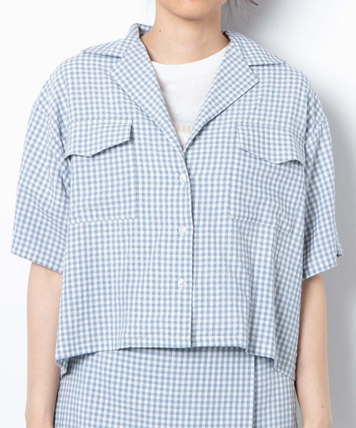 WEGO（ウィゴー）の「WEGO/【セットアップ対応商品】チェックリネンタッチオープンカラーシャツ（シャツ/ブラウス・レディース・ブラック系その他2/ブルー系その他2・FREE）」の22枚目の写真