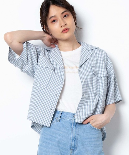 WEGO（ウィゴー）の「WEGO/【セットアップ対応商品】チェックリネンタッチオープンカラーシャツ（シャツ/ブラウス・レディース・ブラック系その他2/ブルー系その他2・FREE）」の16枚目の写真