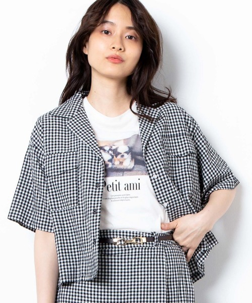 WEGO（ウィゴー）の「WEGO/【セットアップ対応商品】チェックリネンタッチオープンカラーシャツ（シャツ/ブラウス・レディース・ブラック系その他2/ブルー系その他2・FREE）」の15枚目の写真