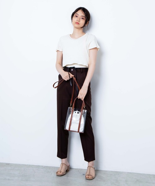 WEGO(ウィゴー)の「WEGO/【2点セット】巾着付きクリアショルダーバッグ(ショルダーバッグ・レディース・ブラック/ベージュ/ブラウン・FREE)」の5枚目の写真