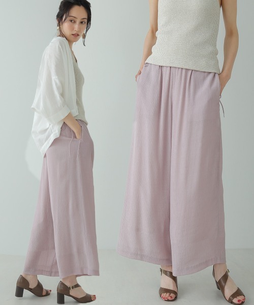 Bou Jeloud(ブージュルード)の「ナイロン楊柳セミワイドパンツ(その他パンツ・レディース・ブラック/パープル/グレー系その他・FREE)」の1枚目の写真