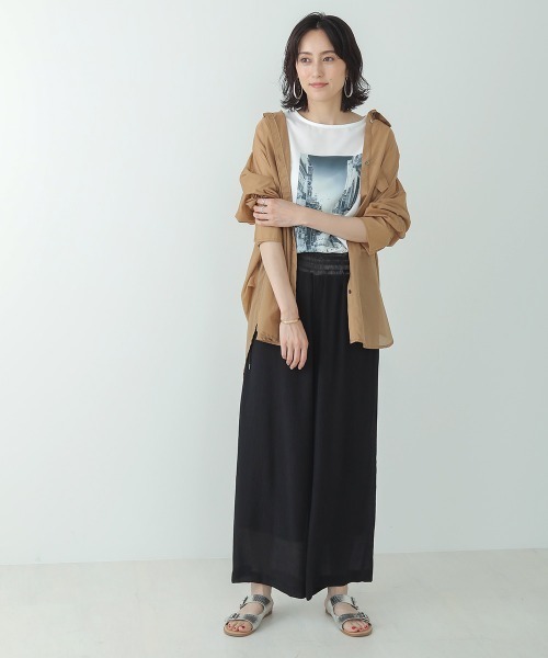 Bou Jeloud(ブージュルード)の「ナイロン楊柳セミワイドパンツ(その他パンツ・レディース・ブラック/パープル/グレー系その他・FREE)」の4枚目の写真