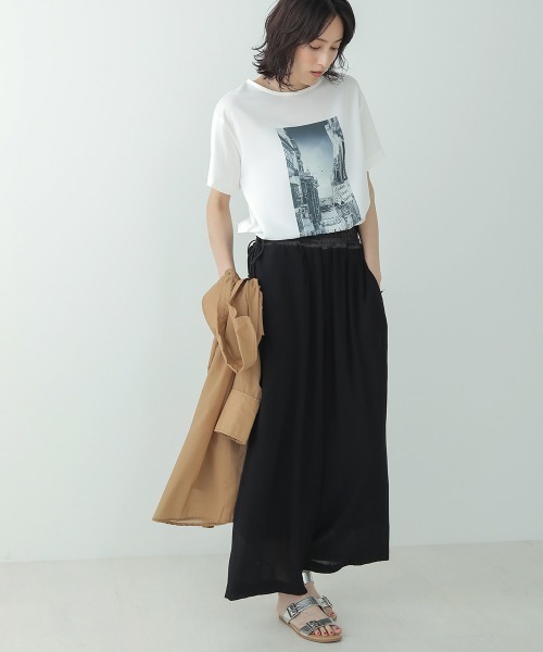 Bou Jeloud(ブージュルード)の「ナイロン楊柳セミワイドパンツ(その他パンツ・レディース・ブラック/パープル/グレー系その他・FREE)」の7枚目の写真