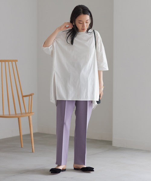 ADAM ET ROPE'（アダムエロペ）の「ポンチョＴシャツ（Tシャツ/カットソー・レディース・ブラック/オフホワイト/ベージュ/パープル・FREE）」の5枚目の写真