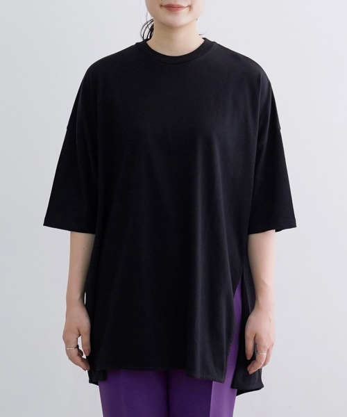 ADAM ET ROPE'（アダムエロペ）の「ポンチョＴシャツ（Tシャツ/カットソー・レディース・ブラック/オフホワイト/ベージュ/パープル・FREE）」の13枚目の写真