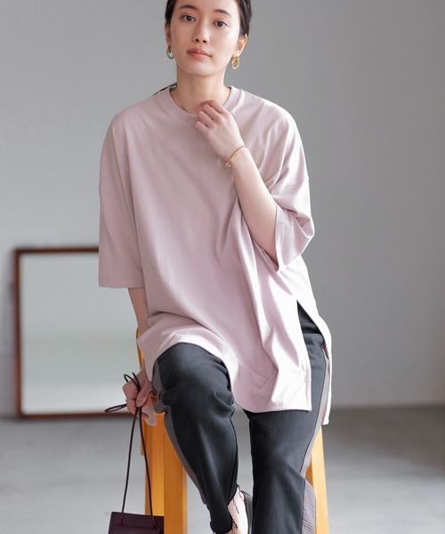 ADAM ET ROPE'（アダムエロペ）の「ポンチョＴシャツ（Tシャツ/カットソー・レディース・ブラック/オフホワイト/ベージュ/パープル・FREE）」の14枚目の写真