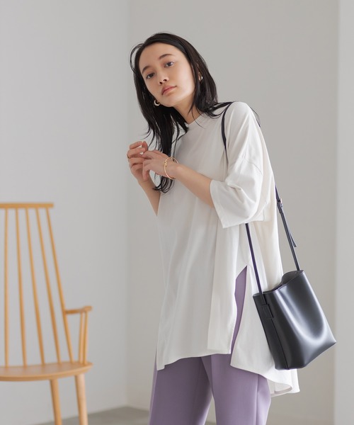 ADAM ET ROPE'（アダムエロペ）の「ポンチョＴシャツ（Tシャツ/カットソー・レディース・ブラック/オフホワイト/ベージュ/パープル・FREE）」の20枚目の写真