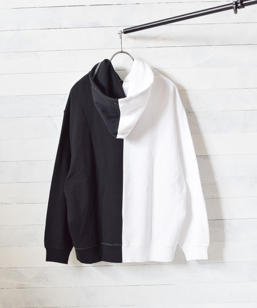TRAP/U (トラップユー)の「『TRAP/U』シンメトリー配色裏毛プルパーカ(Tシャツ/カットソー・レディース・ベージュ/オフホワイト/カーキ・LARGE/MEDIUM)」の5枚目の写真